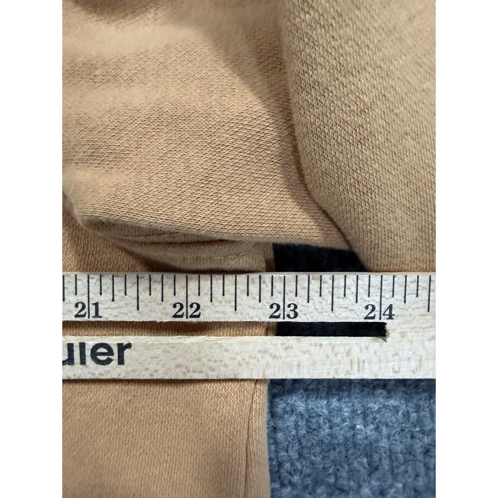 The North Face Hoodie Mens Large Beige Fleece‎ Pullover Big Logo Kangaroo Pocket
